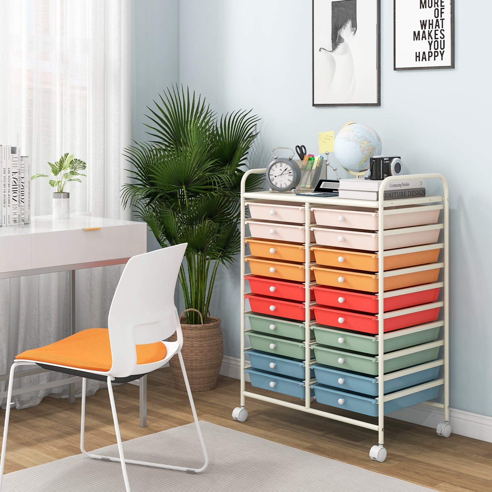 20 Drawers Rolling Storage Cart Studio Organizer, Deep Multicolor File Cabinets at Gallery Canada