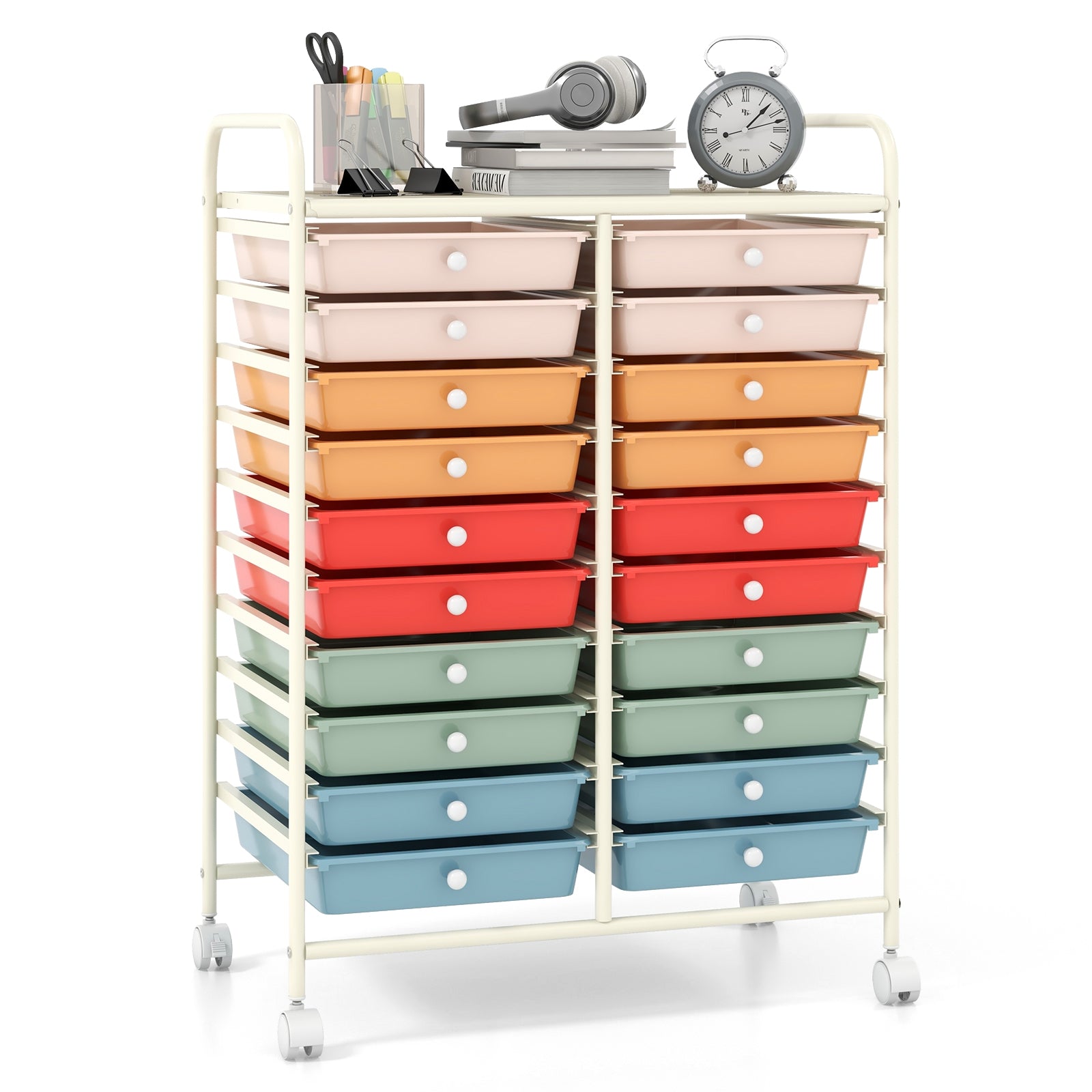 20 Drawers Rolling Storage Cart, Deep, Multicolor File Cabinets at Gallery Canada