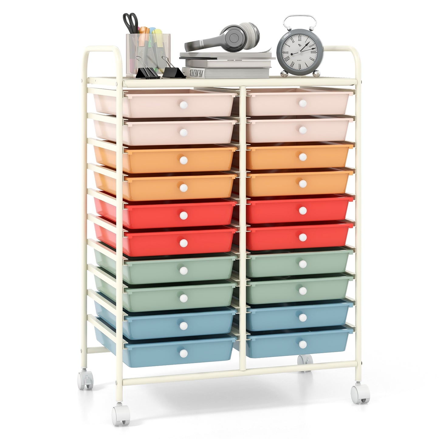 20 Drawers Rolling Storage Cart, Deep, Multicolor File Cabinets at Gallery Canada