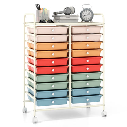 20 Drawers Rolling Storage Cart, Deep, Multicolor File Cabinets at Gallery Canada