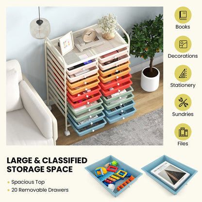 20 Drawers Rolling Storage Cart Studio Organizer, Deep Multicolor File Cabinets at Gallery Canada