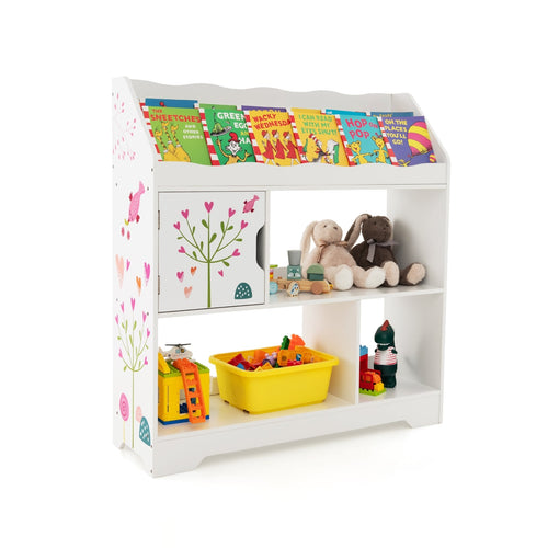 Kids Toy Storage Organizer With Book Shelf, White