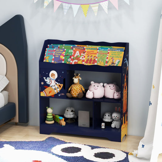 Kids Toy Storage Organizer with Book Shelf and Storage Cabinet, Navy - Gallery Canada