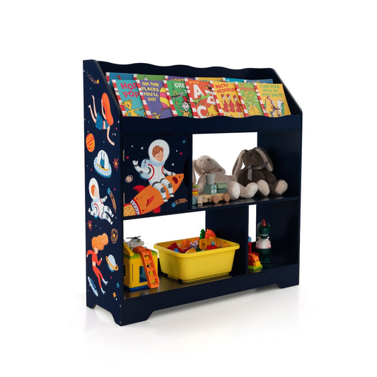 Kids Toy Storage Organizer with Book Shelf and Storage Cabinet, Navy
