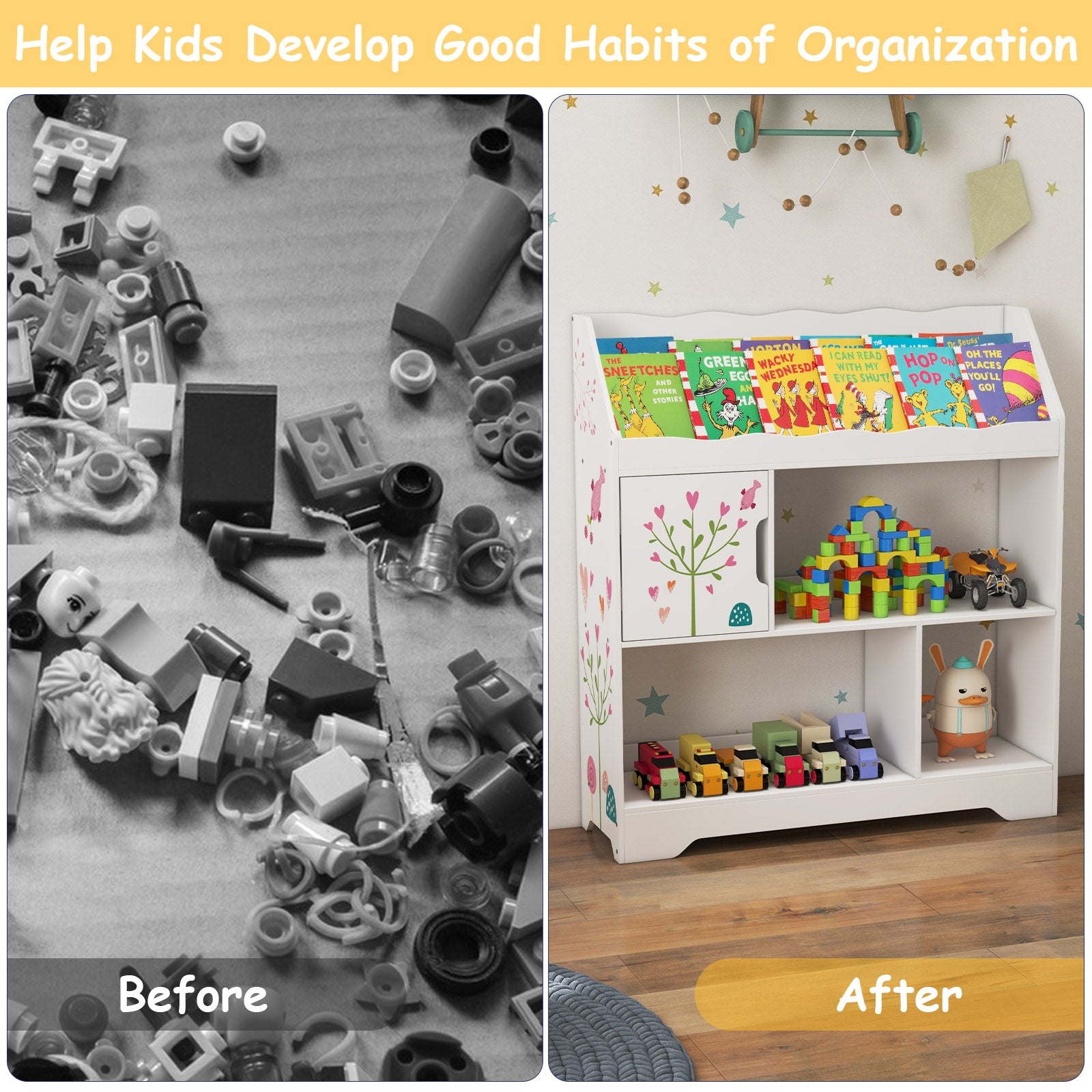 Kids Toy Storage Organizer With Book Shelf, White Kids Storage at Gallery Canada