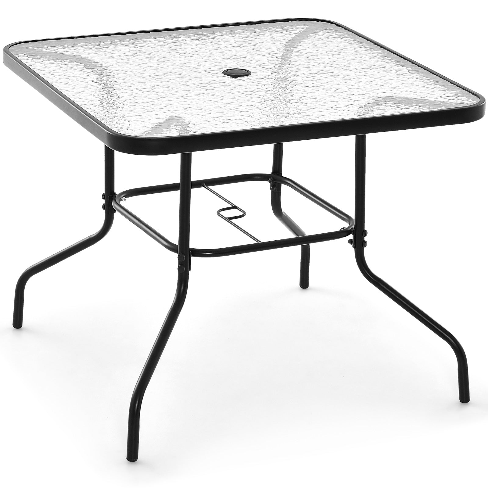 34 Inch Square Outdoor Dining Table, Tempered Glass, Black Patio Dining Tables Black at Gallery Canada