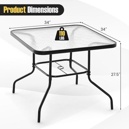 34 Inch Square Outdoor Dining Table, Tempered Glass, Black Patio Dining Tables at Gallery Canada