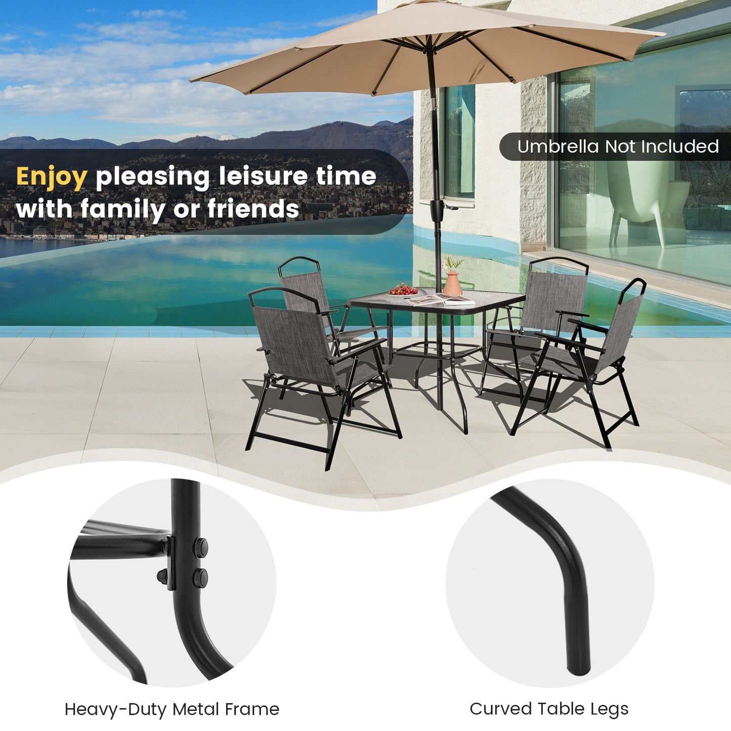 34 Inch Square Outdoor Dining Table, Tempered Glass, Black Patio Dining Tables at Gallery Canada