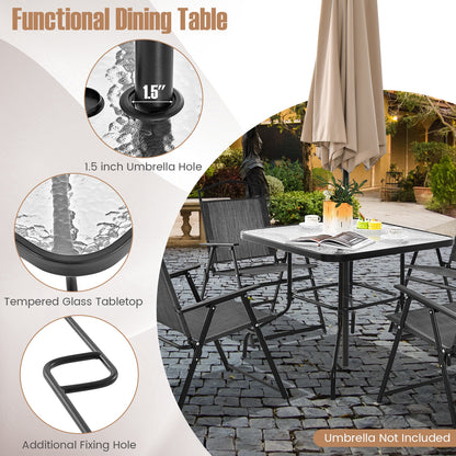 34 Inch Square Outdoor Dining Table, Tempered Glass, Black Patio Dining Tables at Gallery Canada