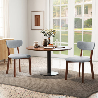 Dining Chairs Set of 2 Upholstered Mid-Back Chairs with Solid Rubber Wood Frame, Gray Dining Chairs at Gallery Canada