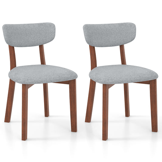 Dining Chairs Set of 2 Upholstered Mid-Back Chairs with Solid Rubber Wood Frame, Gray Dining Chairs Gray at Gallery Canada