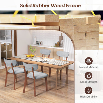 Dining Chairs Set of 2 Upholstered Mid-Back Chairs with Solid Rubber Wood Frame, Gray Dining Chairs at Gallery Canada