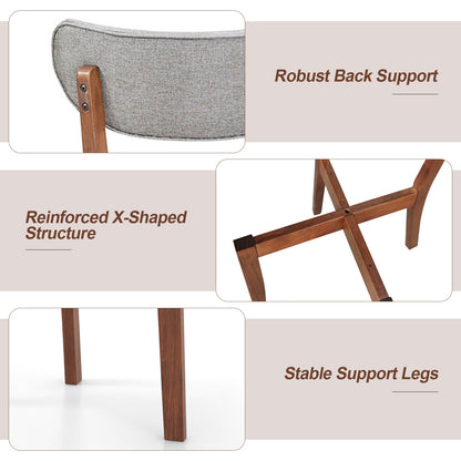 Dining Chairs Set of 2 Upholstered Mid-Back Chairs with Solid Rubber Wood Frame, Gray Dining Chairs at Gallery Canada