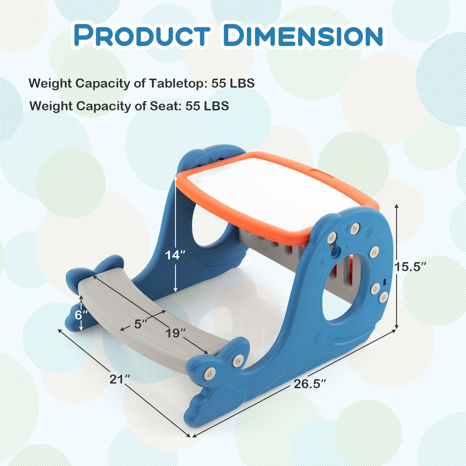 Convertible Kids Activity Table Set Toddler Easel with Erasable Whiteboard, Blue Art Easels at Gallery Canada
