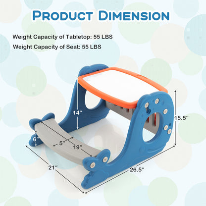 Convertible Kids Activity Table Set Toddler Easel with Erasable Whiteboard, Blue Art Easels at Gallery Canada