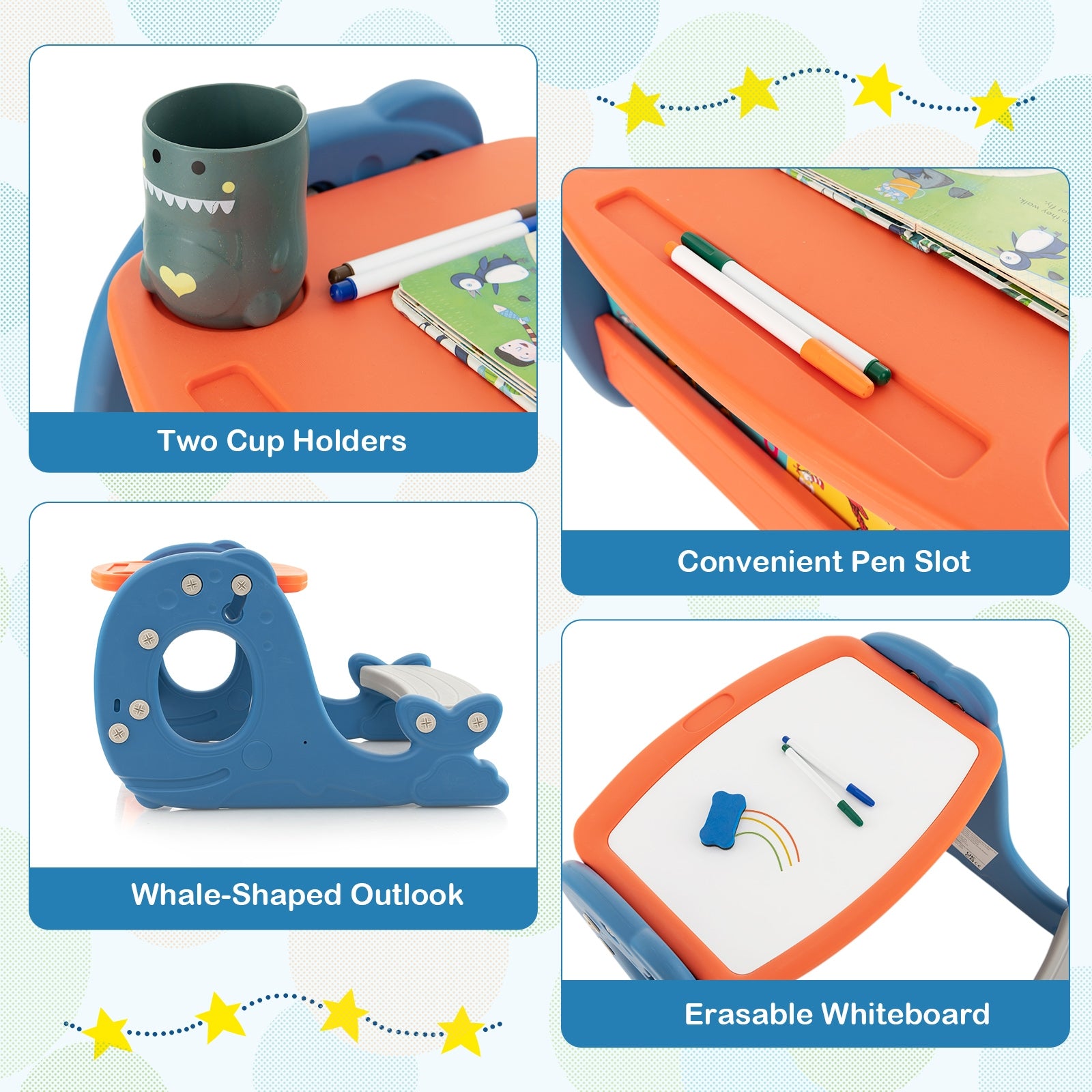 Convertible Kids Activity Table Set Toddler Easel with Erasable Whiteboard, Blue Art Easels at Gallery Canada