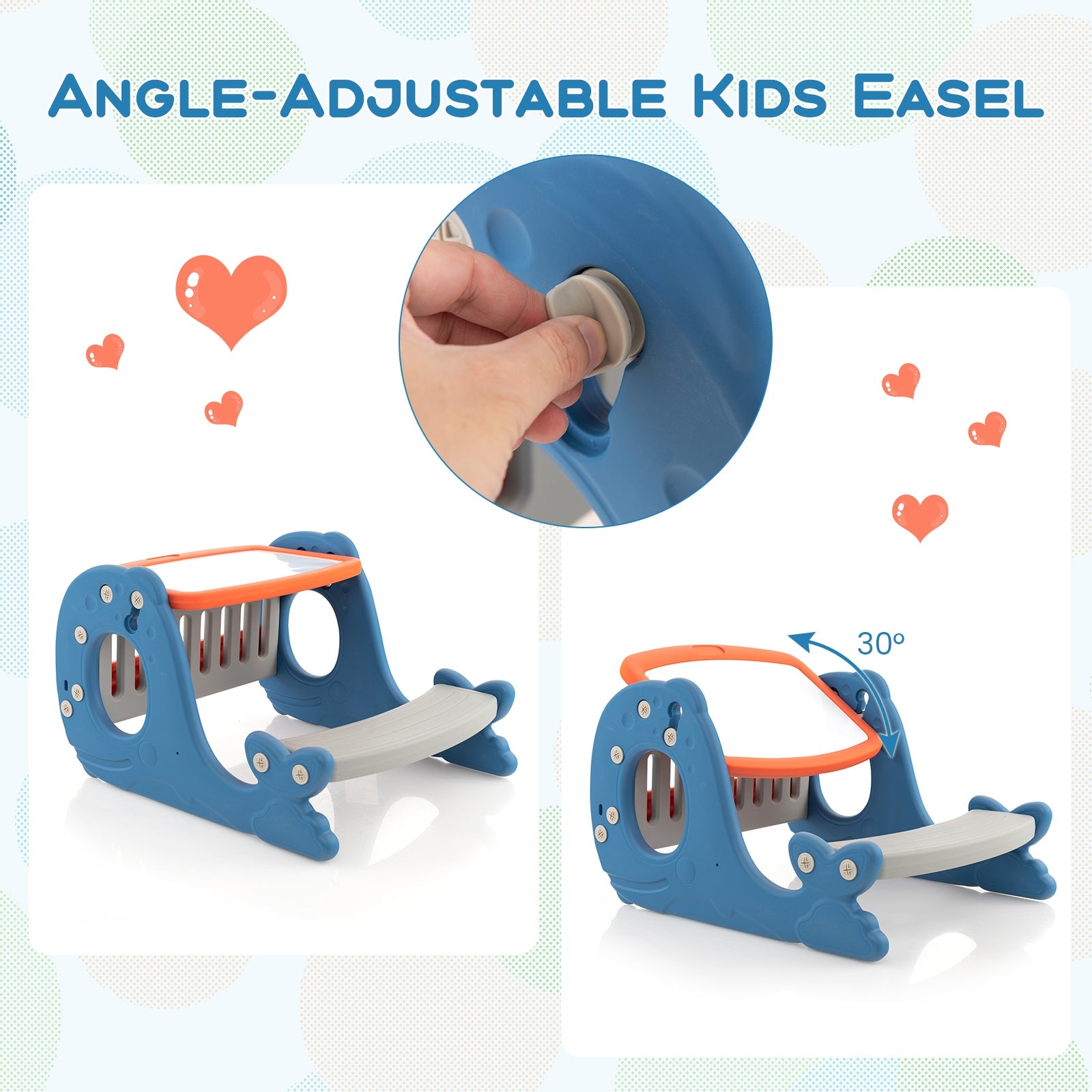 Convertible Kids Activity Table Set Toddler Easel with Erasable Whiteboard, Blue Art Easels at Gallery Canada