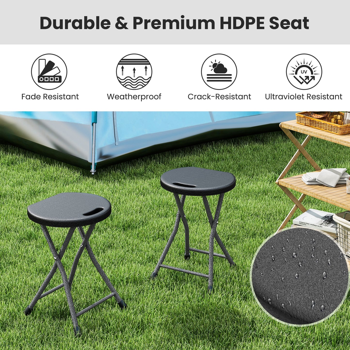 Folding Stool with Built-in Handle for Adults-2 Pieces Camping Furniture at Gallery Canada