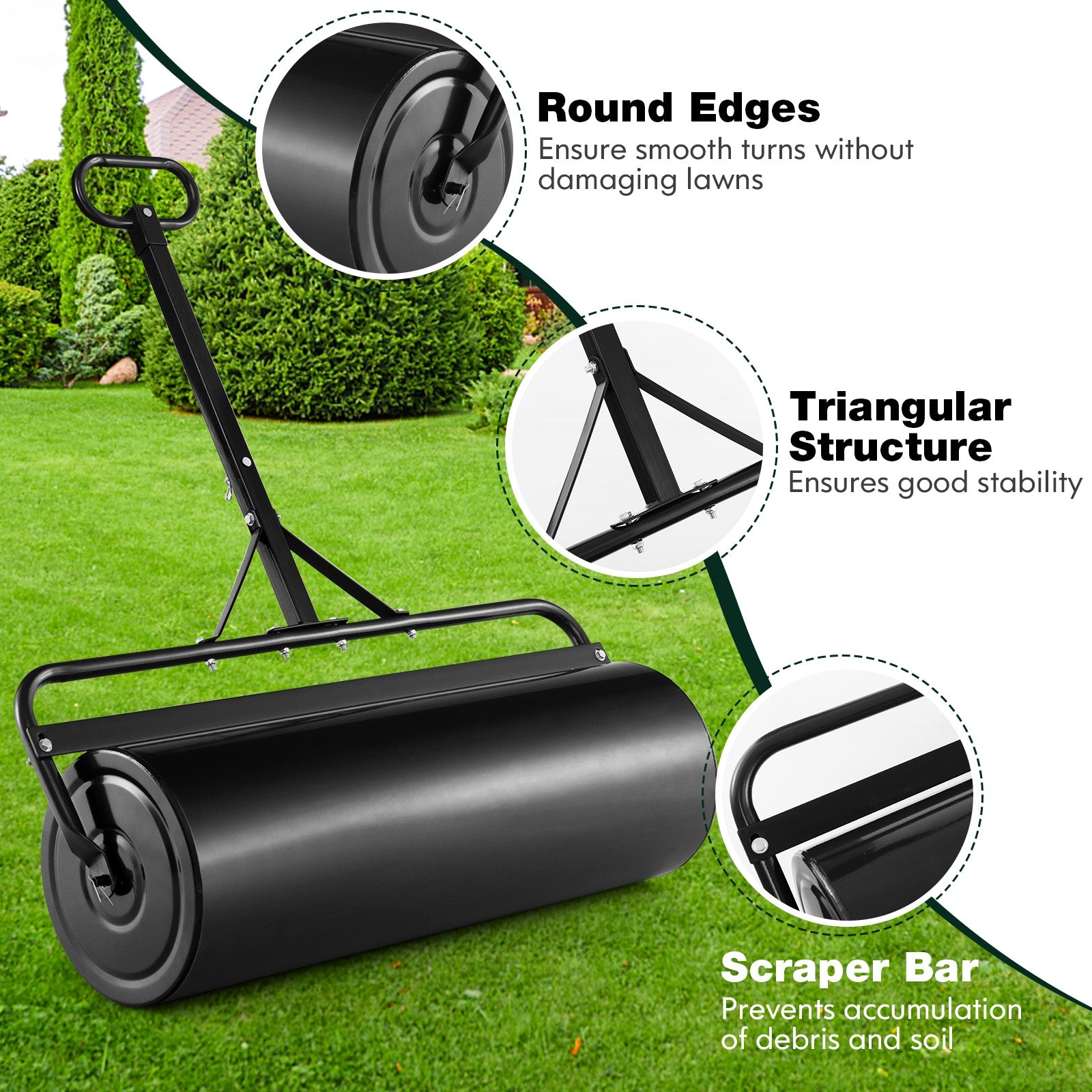 39 Inch Wide Push/Tow Lawn Roller, Black Lawn Care Tools at Gallery Canada