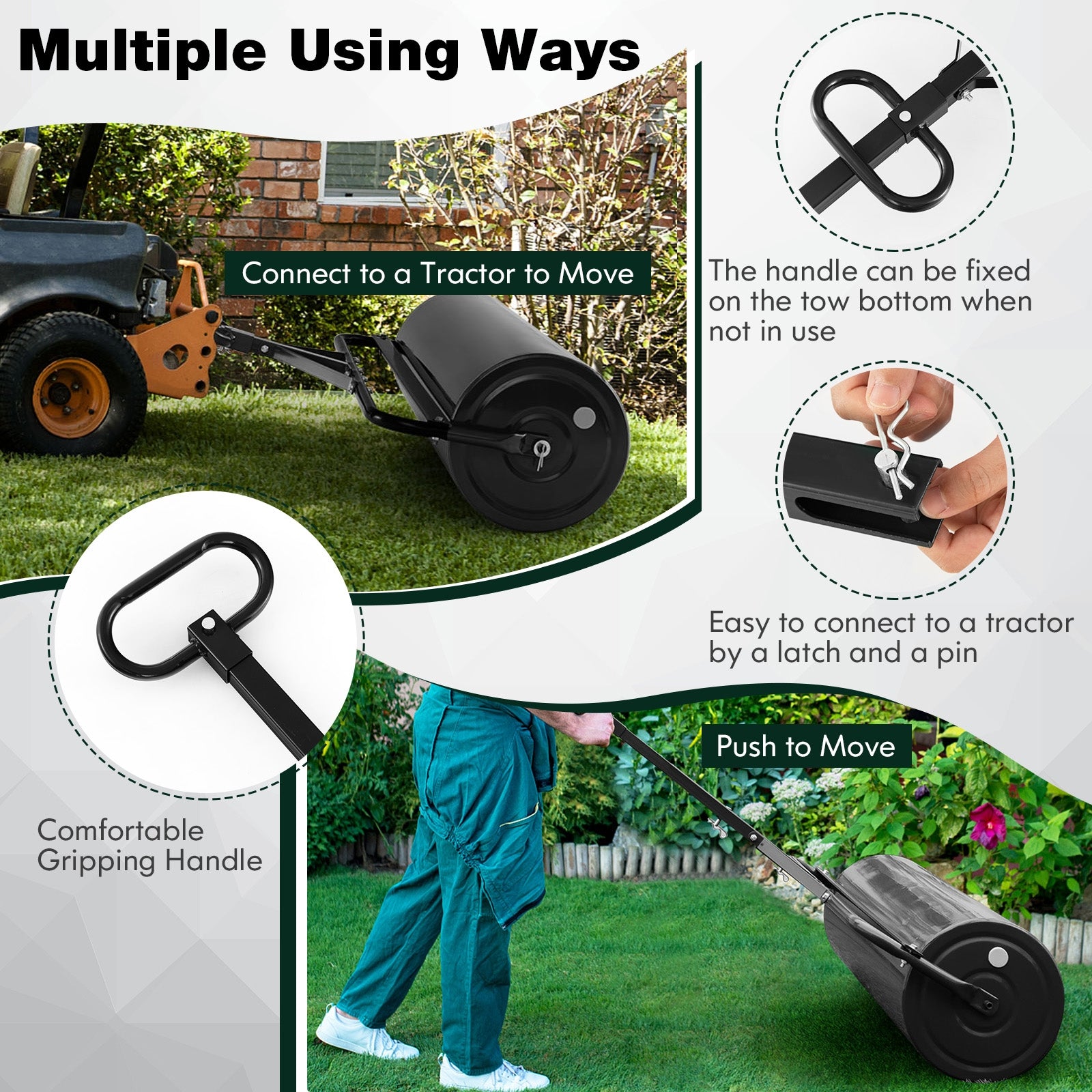 39 Inch Wide Push/Tow Lawn Roller, Black Lawn Care Tools at Gallery Canada