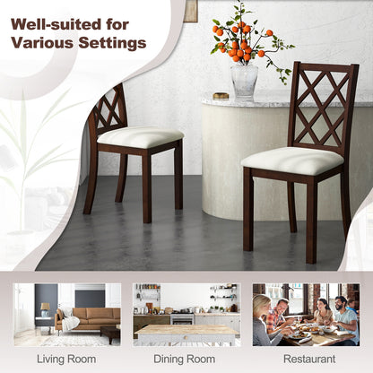 Dining Chair Set of 2 Wood Kitchen Chairs with Upholstered Seat Cushion and Rubber Wood Legs, Brown Dining Chairs at Gallery Canada