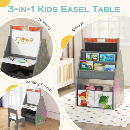 3 in 1 Kids Easel and Play Station Convertible with Chair and Storage Bins, Gray Art Easels at Gallery Canada
