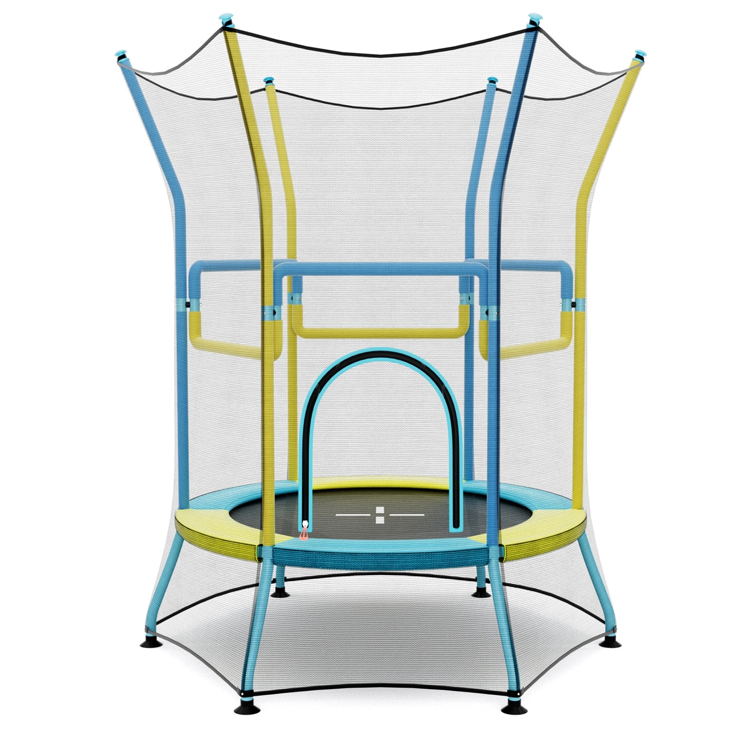 Kids Mini Trampoline, Safety Enclosure Net, Foam Handles, Yellow Trampolines Yellow at Gallery Canada