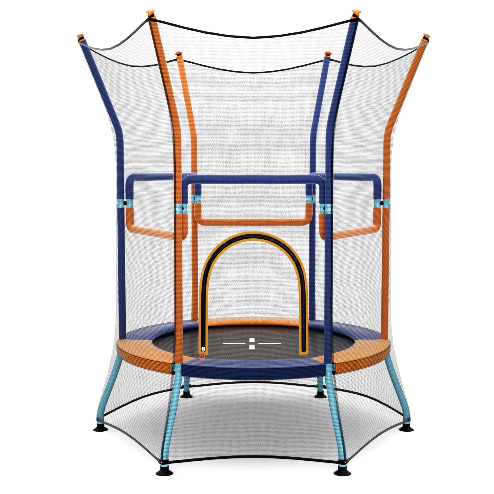 Mini Trampoline for Kids with Safety Enclosure Net and Foam Handles, Orange Trampolines at Gallery Canada