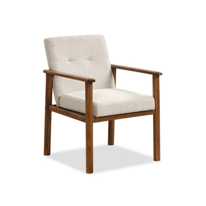 Modern Accent Linen Fabric Armchair with Solid Wood Legs and Soft Cushioned Seat, Natural Accent Chairs at Gallery Canada