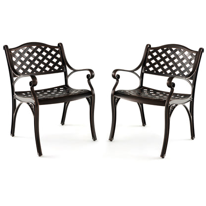 Cast Aluminum Patio Chairs Set of 2, With Armrests Diamond Pattern, Bronze Patio Dining Chairs Bronze at Gallery Canada