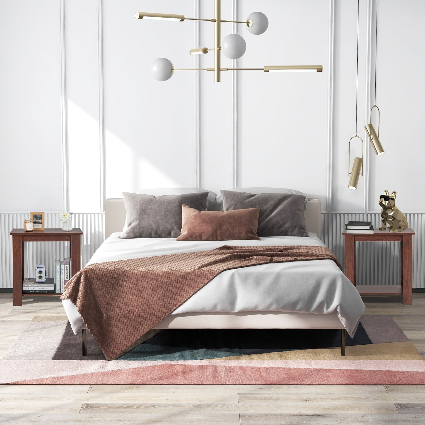 2-Tier Modern Compact End Table with Storage Shelf, Brown End & Side Tables at Gallery Canada