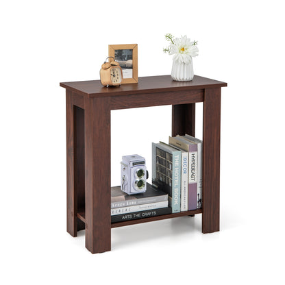 2-Tier Modern Compact End Table with Storage Shelf, Brown End & Side Tables Brown at Gallery Canada