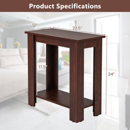 2-Tier Modern Compact End Table with Storage Shelf, Brown End & Side Tables at Gallery Canada