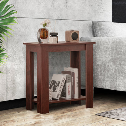 2-Tier Modern Compact End Table with Storage Shelf, Brown End & Side Tables at Gallery Canada