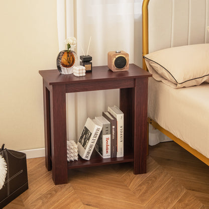 2-Tier Modern Compact End Table with Storage Shelf, Brown End & Side Tables at Gallery Canada