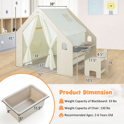 Montessori Style Indoor Playhouse with Storage Bin and Floor Mat for Toddlers Aged 2-6 Years Old, Beige Play Tents & Playhouse at Gallery Canada