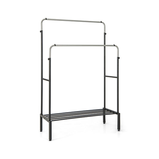 Double Rod Clothes Garment Rack with Adjustable Heights, Silver - Gallery Canada