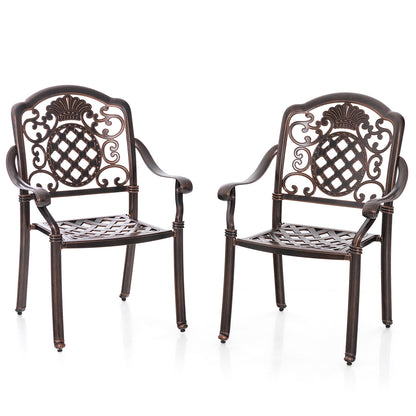 Cast Aluminum Dining Chairs, Set of 2, Stackable Metal Armchairs, Copper Patio Dining Chairs at Gallery Canada