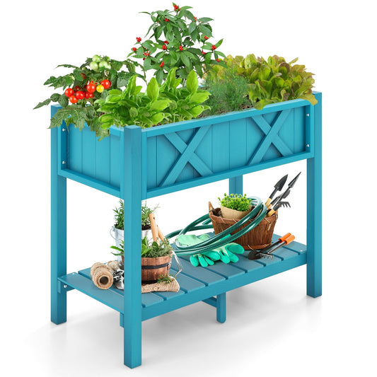 HIPS Raised Garden Bed Poly Wood Elevated Planter Box, Blue