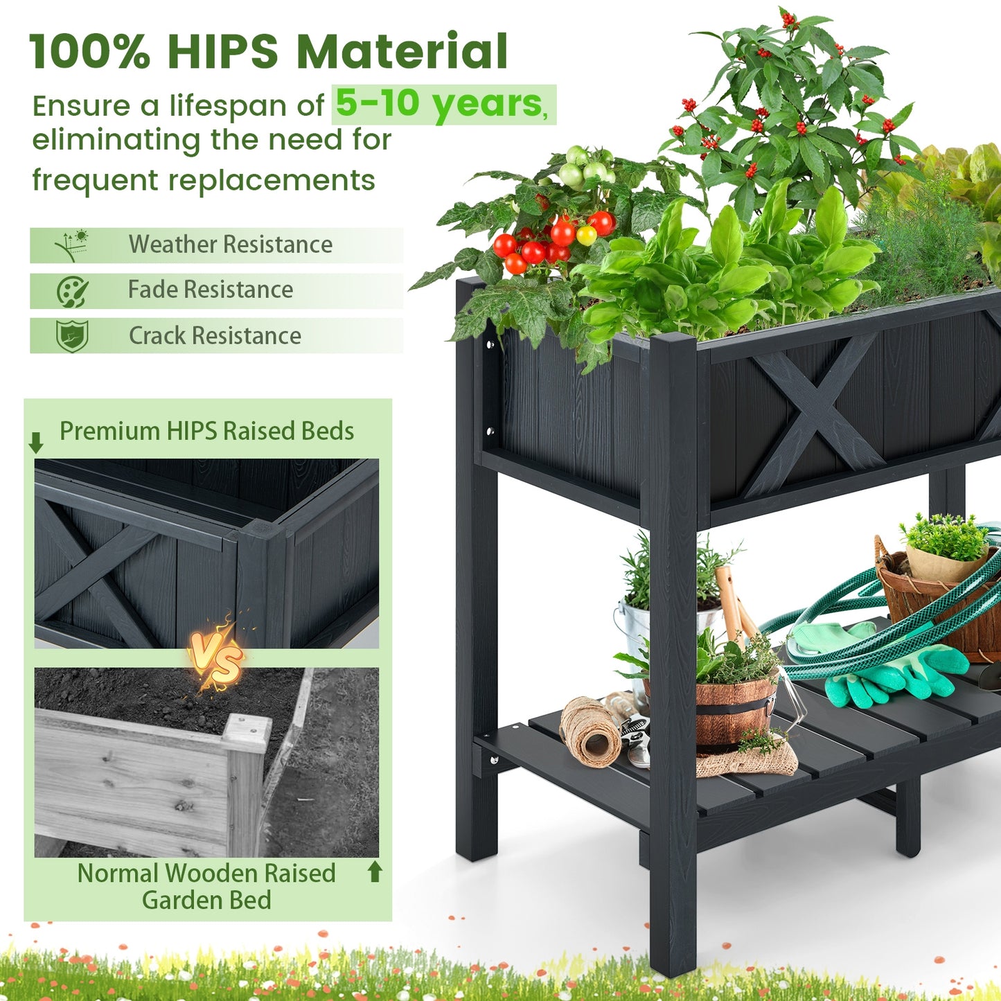 HIPS Raised Garden Bed Poly Wood Elevated Planter Box, Black Raised Garden Beds at Gallery Canada