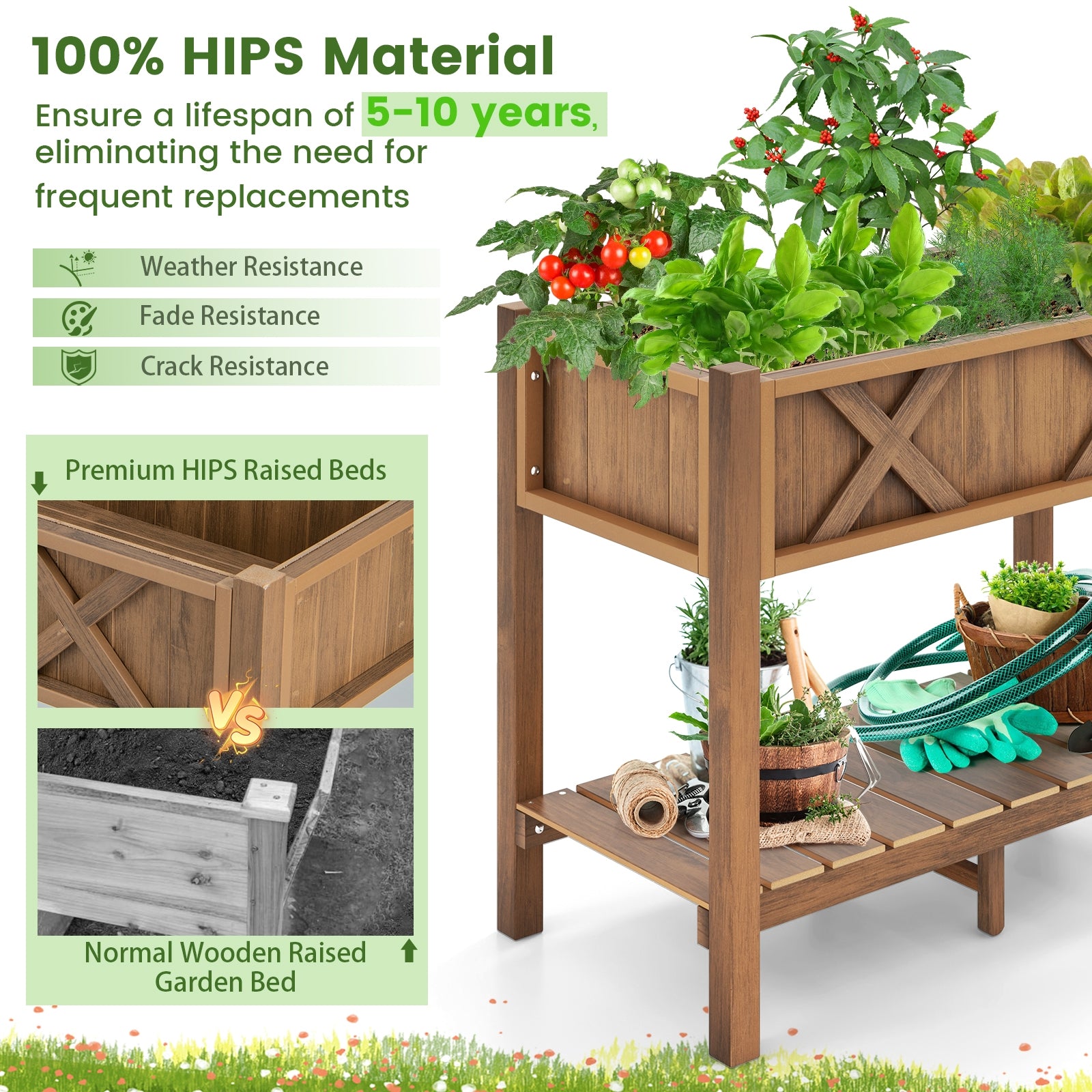 HIPS Raised Garden Bed Poly Wood Elevated Planter Box, Coffee Raised Garden Beds at Gallery Canada
