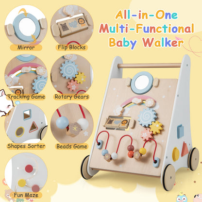 Wooden Baby Walker with Multiple Activities Center for Over 1 Year Old, White Baby Walkers at Gallery Canada