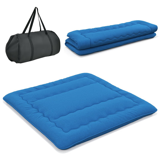 Foldable Futon Mattress with Washable Cover and Carry Bag for Camping Blue-King Size, Blue - Gallery Canada