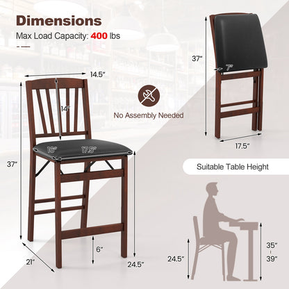 Folding Counter Height Chairs, Set of 2, Padded Seat, Brown Bar Stools at Gallery Canada