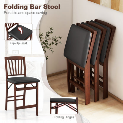 Folding Counter Height Chairs, Set of 2, Padded Seat, Brown Bar Stools at Gallery Canada
