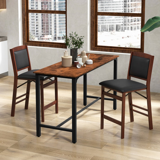 Folding Kitchen Island Stool Set, 2 Pack, Rubber Wood Legs, Brown Bar Stools Brown at Gallery Canada