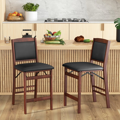 Folding Kitchen Island Stool Set, 2 Pack, Rubber Wood Legs, Brown Bar Stools at Gallery Canada