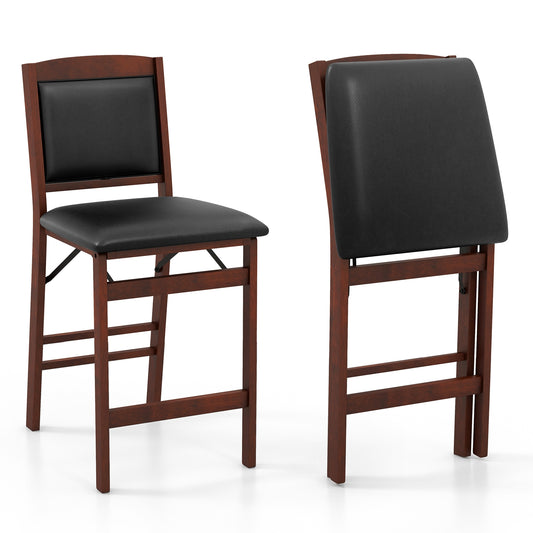 Folding Kitchen Island Stool Set, 2 Pack, Rubber Wood Legs, Brown Bar Stools Brown at Gallery Canada