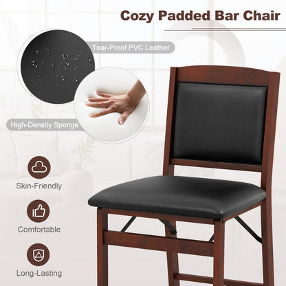 Folding Kitchen Island Stool Set, 2 Pack, Rubber Wood Legs, Brown Bar Stools at Gallery Canada