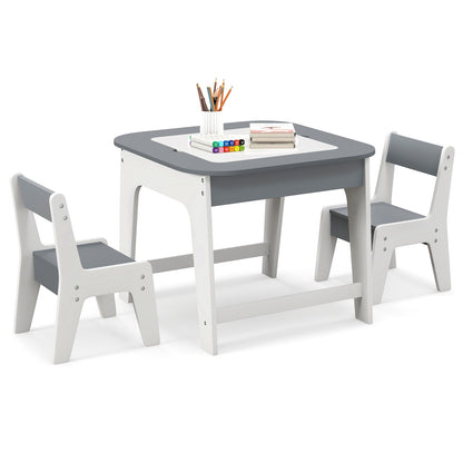 Kid's Table and Chairs Set with Double-sized Tabletop, Gray Kids Table & Chair Sets at Gallery Canada